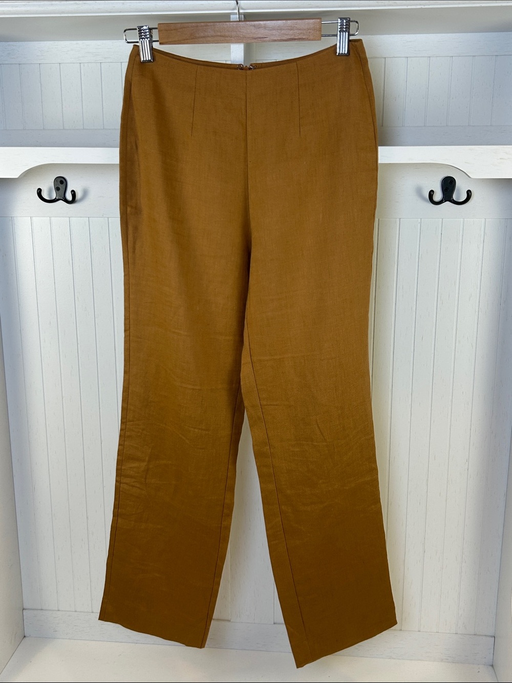 Reformation Brown 100% Linen Cropped Straight Leg Pants 0